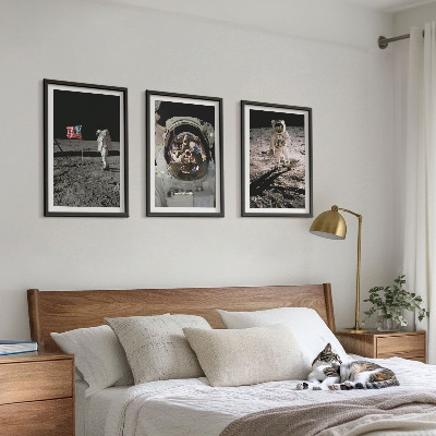 Set of 3 framed wall art pieces NASA Moon Astronaut Landing