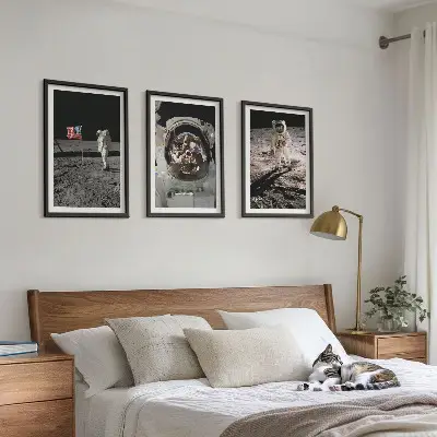 NASA Moon Astronaut Landing set of 3 framed wall art pieces