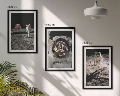 Set of 3 framed wall art pieces NASA Moon Astronaut Landing