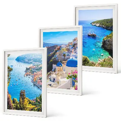 Greek views of Santorini Oia three-piece wall art set