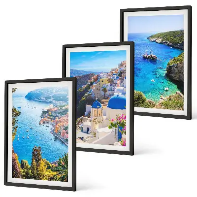Greek views of Santorini Oia three-piece wall art set