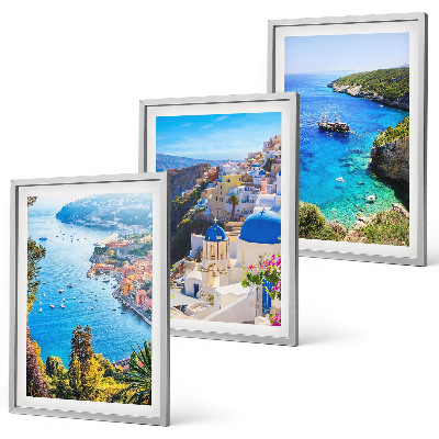 Three-piece wall art piece Greek views of Santorini Oia