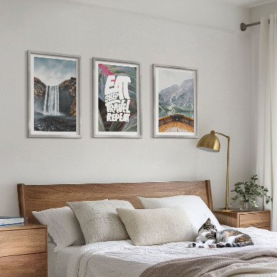 Wall art set Waterfall mountains nature boat