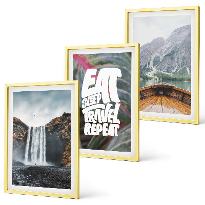 Wall art set Waterfall mountains nature boat