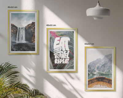 Wall art set Waterfall mountains nature boat