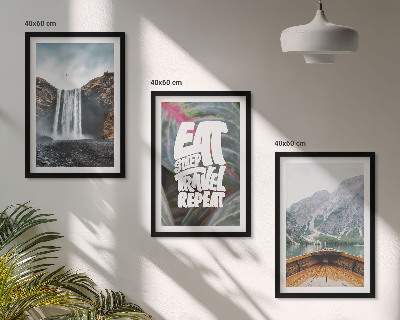 Wall art set Waterfall mountains nature boat