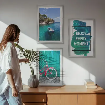 Wall art set sea boat and bike inspiration