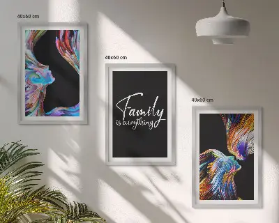 Three-piece wall art set colorful portrait of people with patterns