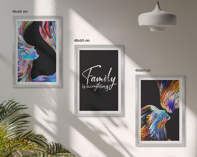 Three-piece wall art piece Portraits of people colorful patterns family