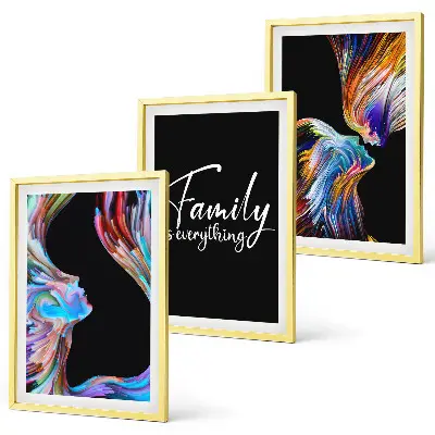 Three-piece wall art set colorful portrait of people with patterns