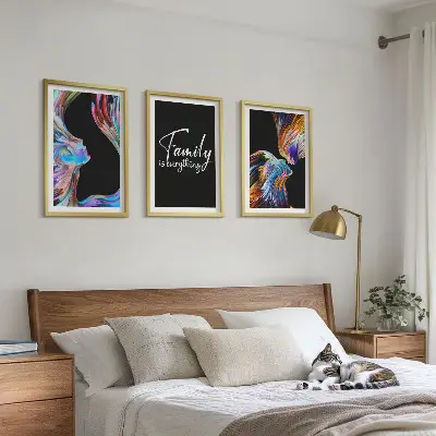 Three-piece wall art set colorful portrait of people with patterns
