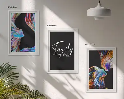 Three-piece wall art set colorful portrait of people with patterns