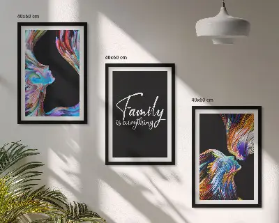 Three-piece wall art set colorful portrait of people with patterns