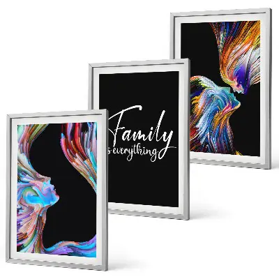 Three-piece wall art set colorful portrait of people with patterns