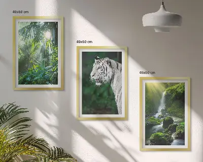 Jungle tiger waterfall wall art set of 3 framed pieces
