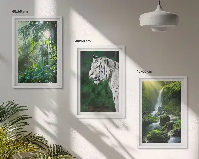 Jungle tiger waterfall wall art set of 3 framed pieces