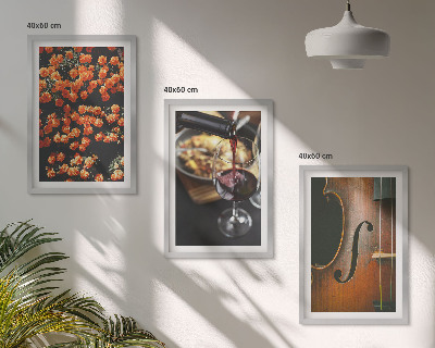 Wall art set Vintage flowers wine violin