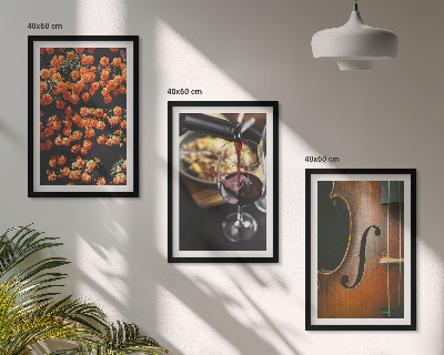 Wall art set Vintage flowers wine violin