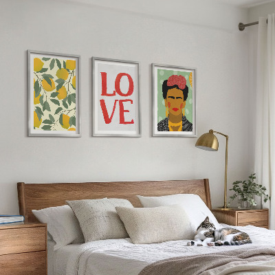 Three-piece wall art piece Lemons LOVE portrait of Frida