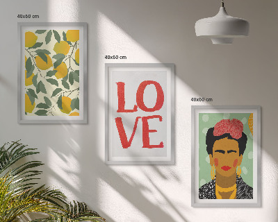 Three-piece wall art piece Lemons LOVE portrait of Frida
