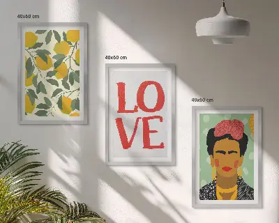 Frida Kahlo lemon portrait wall art three-piece set