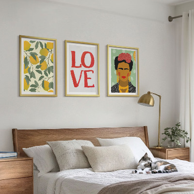 Three-piece wall art piece Lemons LOVE portrait of Frida