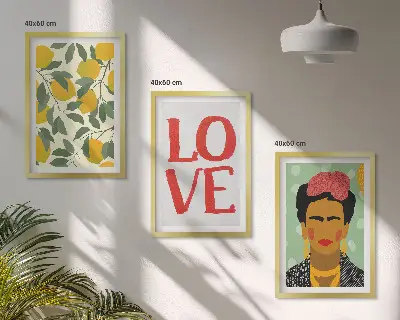 Frida Kahlo lemon portrait wall art three-piece set