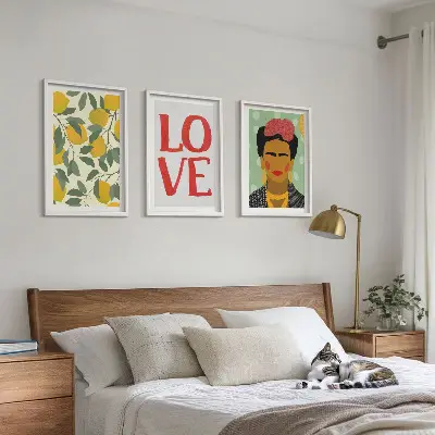 Frida Kahlo lemon portrait wall art three-piece set