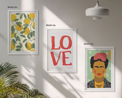 Three-piece wall art piece Lemons LOVE portrait of Frida