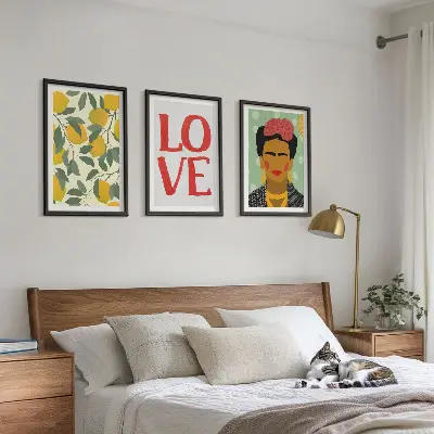 Frida Kahlo lemon portrait wall art three-piece set