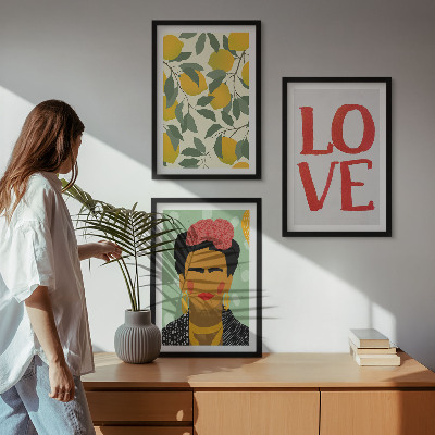 Three-piece wall art piece Lemons LOVE portrait of Frida