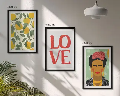 Frida Kahlo lemon portrait wall art three-piece set
