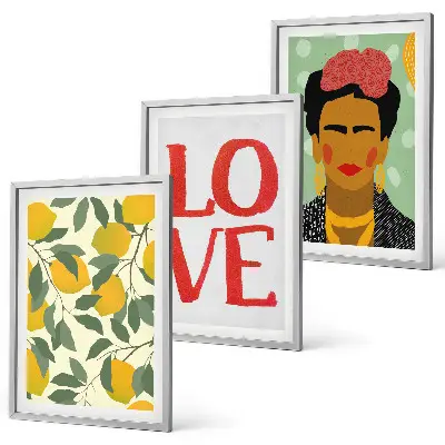 Frida Kahlo lemon portrait wall art three-piece set