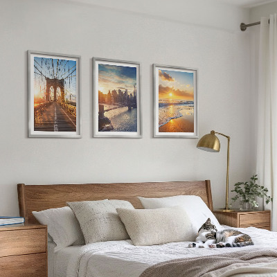 Wall art set Bridges sunsets city