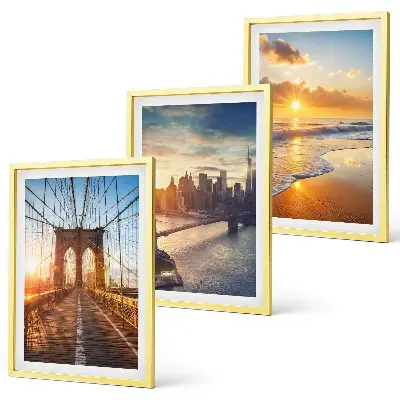 Wall art set featuring bridges and city sunsets