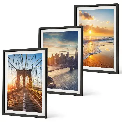 Wall art set featuring bridges and city sunsets
