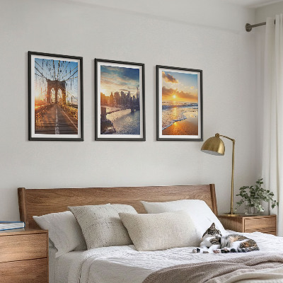 Wall art set Bridges sunsets city
