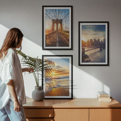 Wall art set Bridges sunsets city