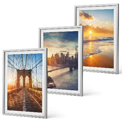 Wall art set featuring bridges and city sunsets