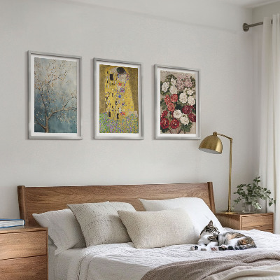 Set of 3 framed wall art pieces Flowers of the tree painting Klimt