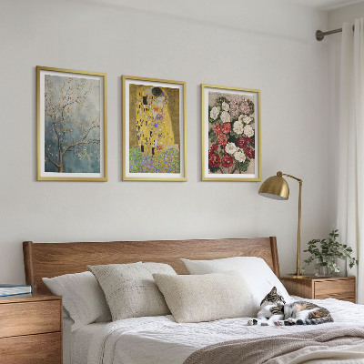 Set of 3 framed wall art pieces Flowers of the tree painting Klimt