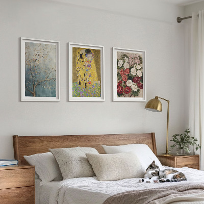 Set of 3 framed wall art pieces Flowers of the tree painting Klimt