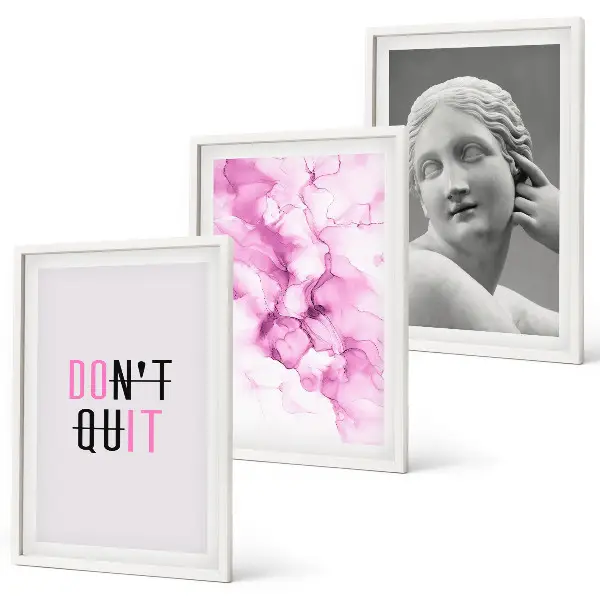 Abstract watercolor sculpture three-piece wall art set