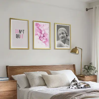 Abstract watercolor sculpture three-piece wall art set