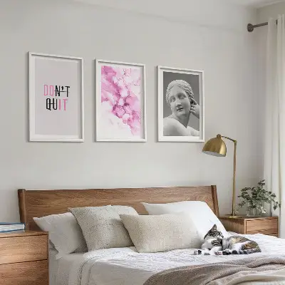 Abstract watercolor sculpture three-piece wall art set