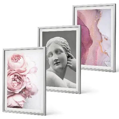 Peonies abstract woman sculpture set of 3 framed wall art pieces