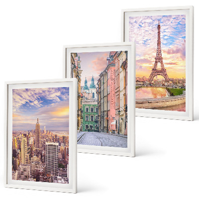 Wall art set Cities New York Paris twilight