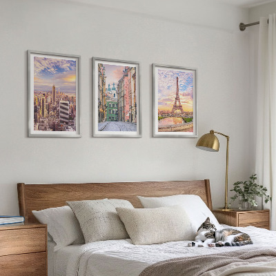 Wall art set Cities New York Paris twilight