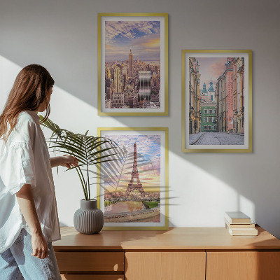 Wall art set Cities New York Paris twilight