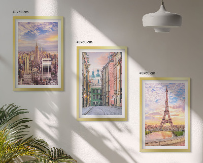 Wall art set Cities New York Paris twilight